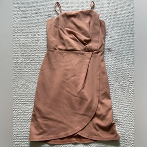 Lulus Pink Mini Cocktail Party Dress Spaghetti Straps Ruched Waist Wedding Event